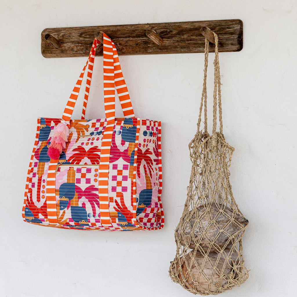 Bahamas Striped Beach Tote | Matching Pouch