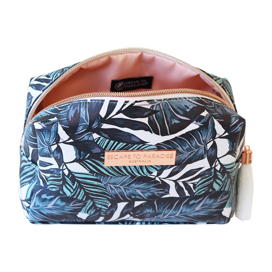 Atoll Botanical Cosmetic Bag | Saffiano-Style Finish