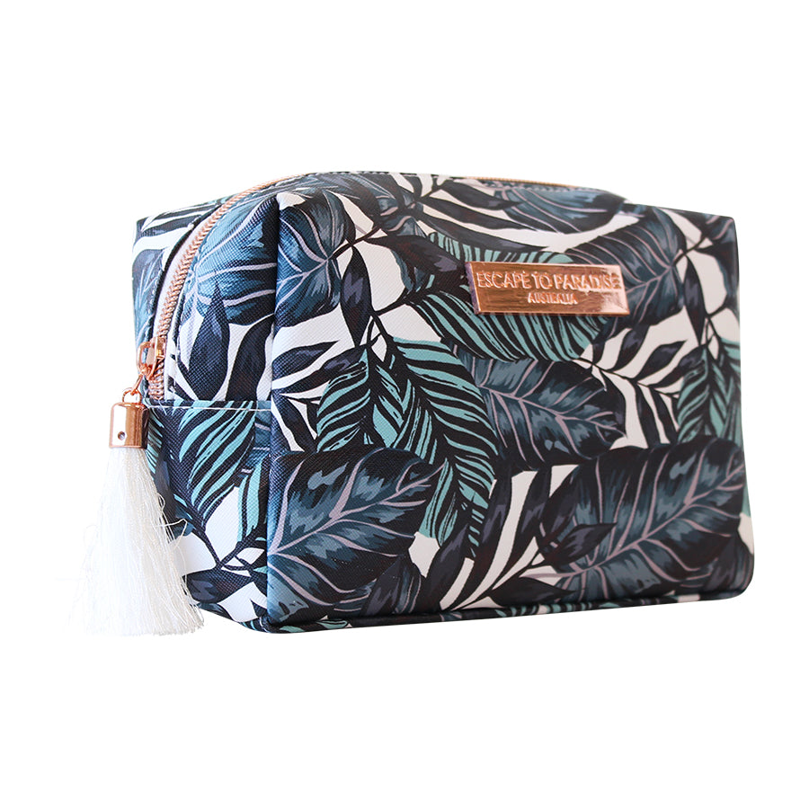 Atoll Botanical Cosmetic Bag | Saffiano-Style Finish
