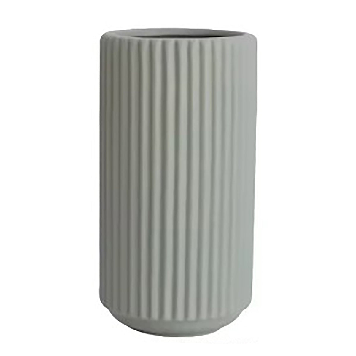 Sage Ribbed Ceramic Vase | 21 cm
