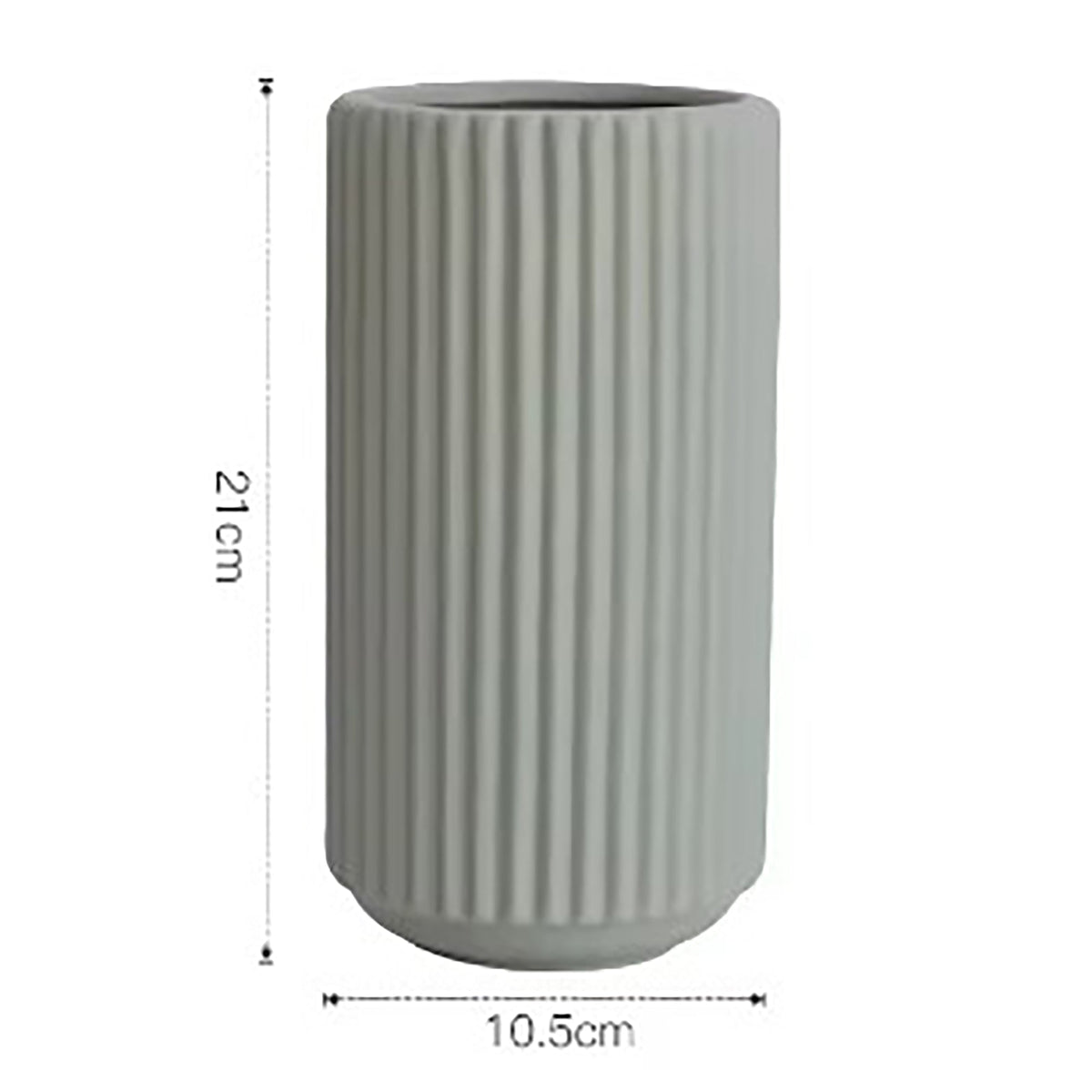 Sage Ribbed Ceramic Vase | 21 cm