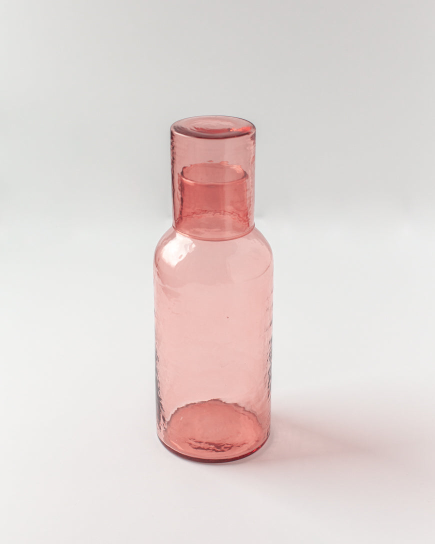 Hammered Recycled Glass Carafe & Cup