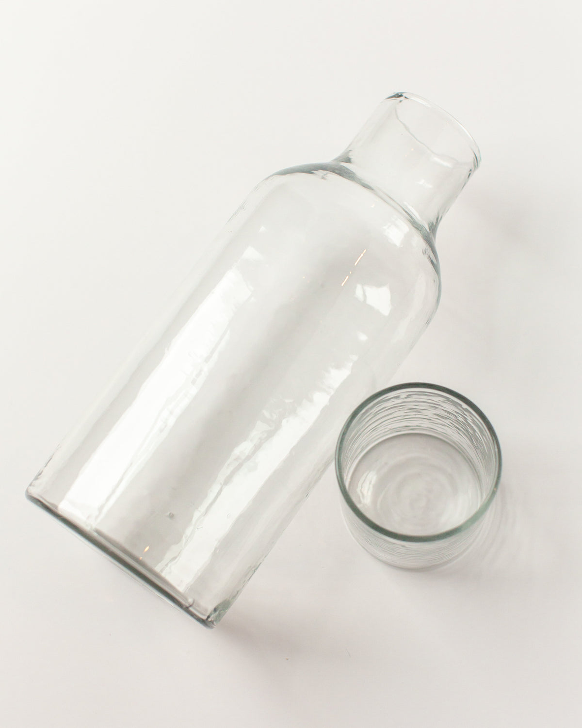 Hammered Recycled Glass Carafe & Cup