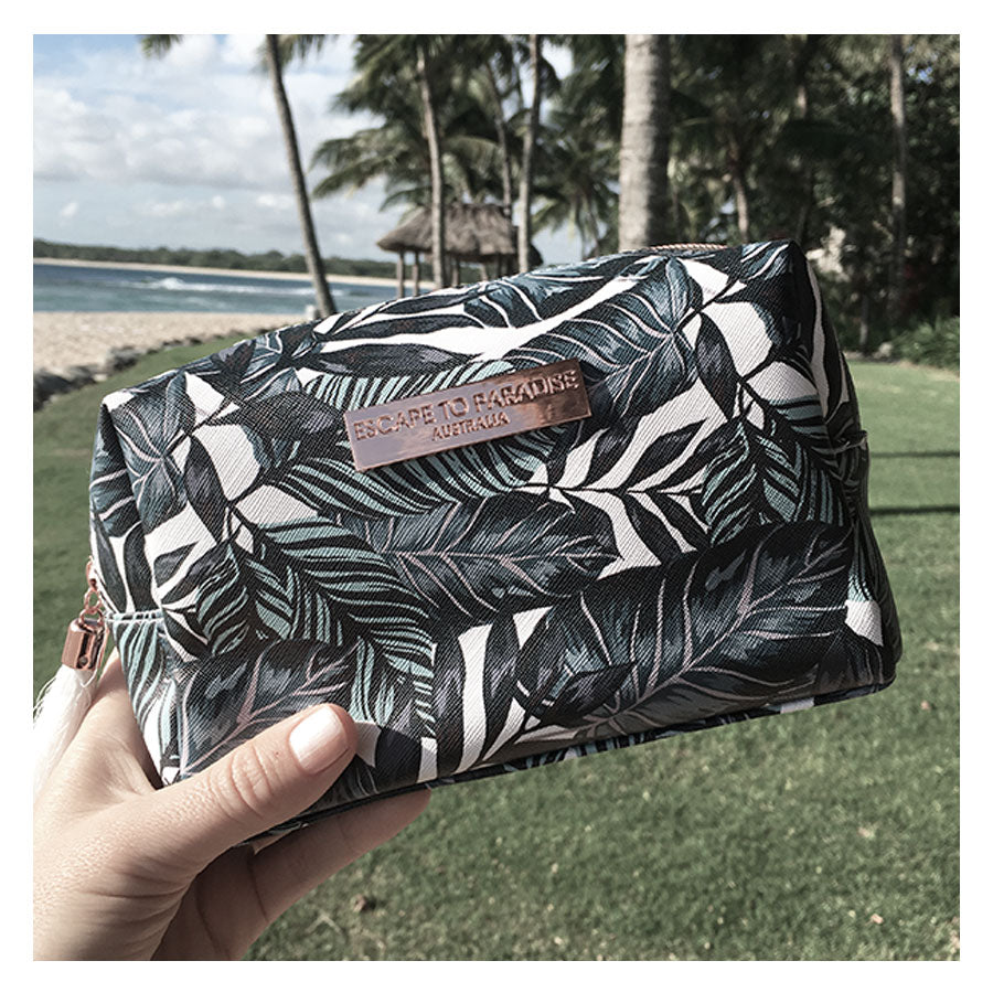 Atoll Botanical Cosmetic Bag | Saffiano-Style Finish