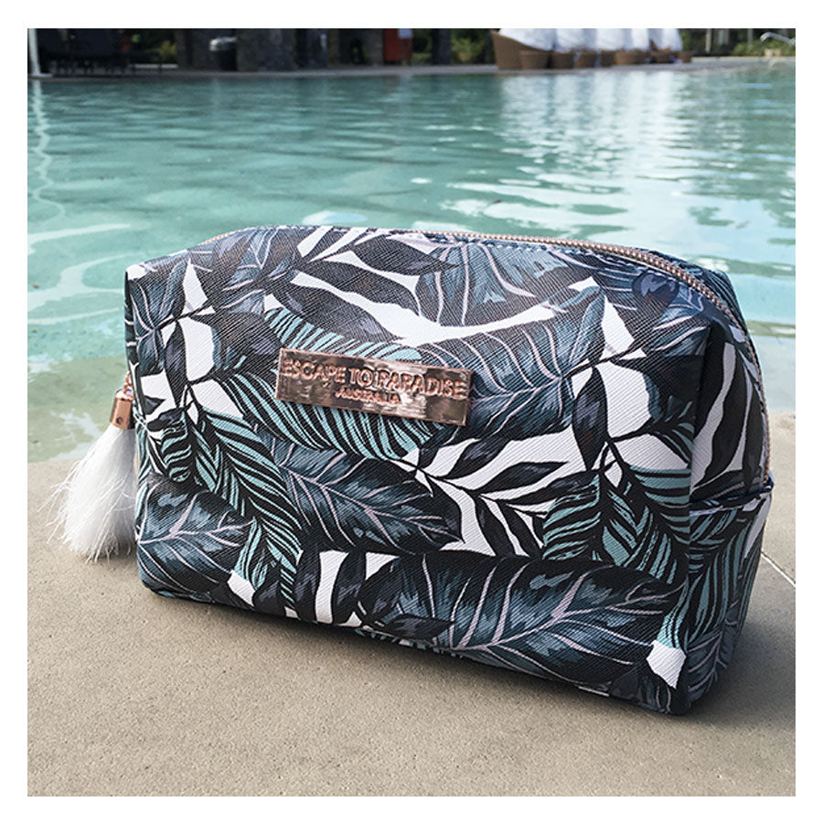 Atoll Botanical Cosmetic Bag | Saffiano-Style Finish