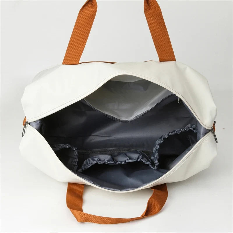 Cream Weekender Bag | Separate Shoe Compartment