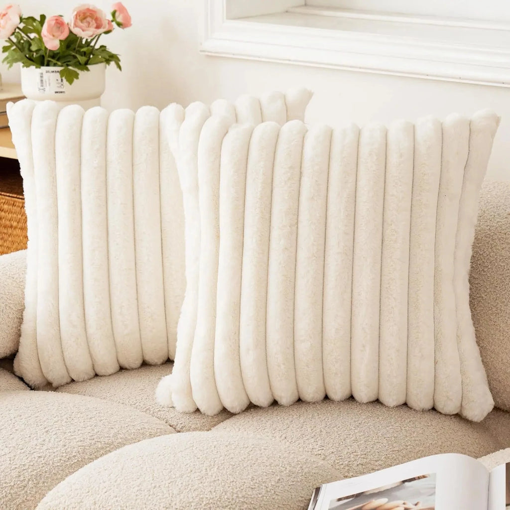 Ribbed Faux Fur Cushion Cover