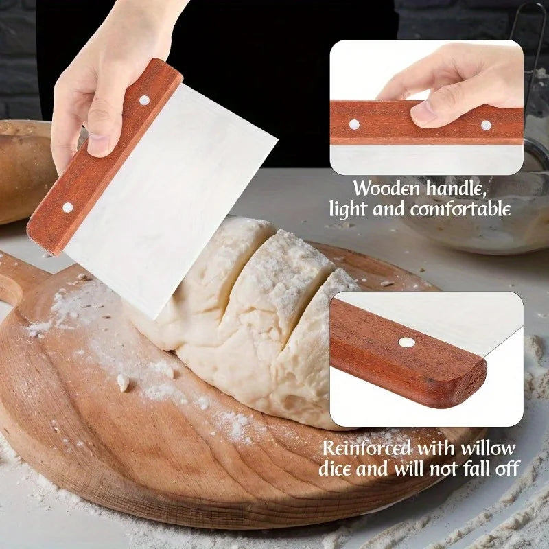 Timber-Handle Dough Scraper