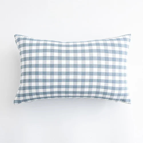 Sky Blue Check Cushion Cover