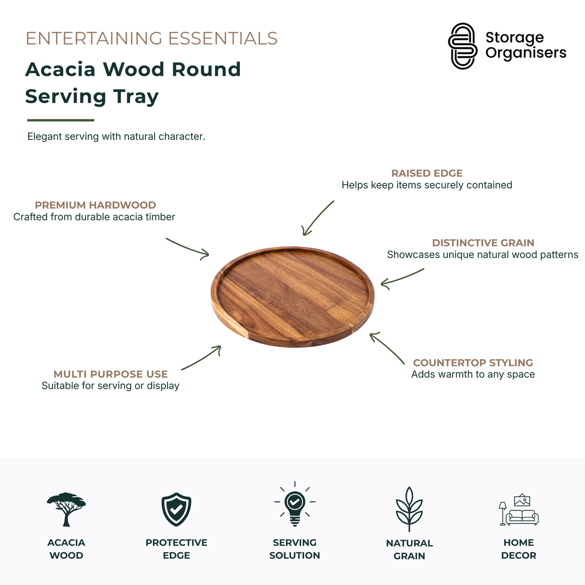Round Acacia Serving Tray