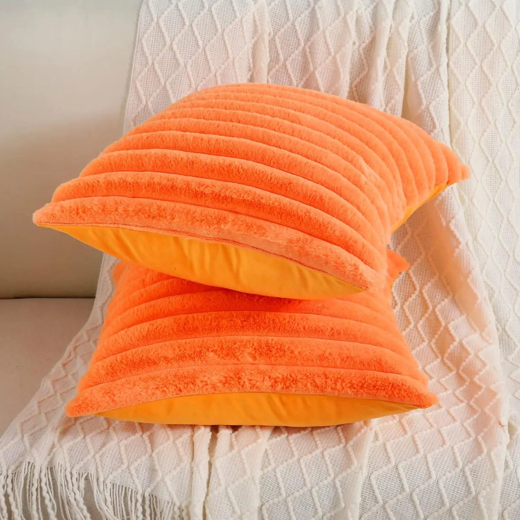Ribbed Faux Fur Cushion Cover