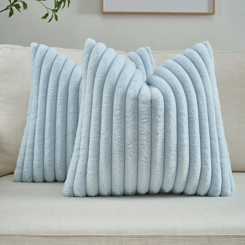 Ribbed Faux Fur Cushion Cover