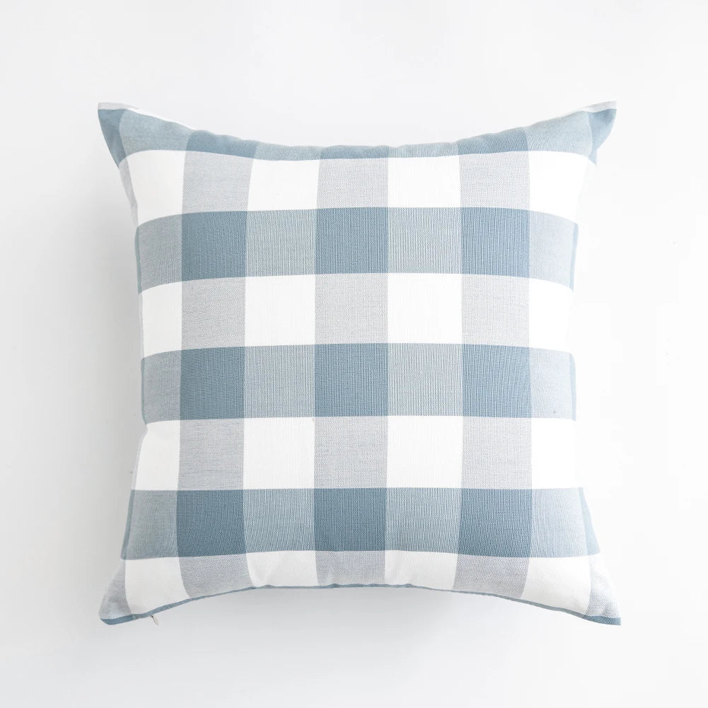 Sky Blue Check Cushion Cover