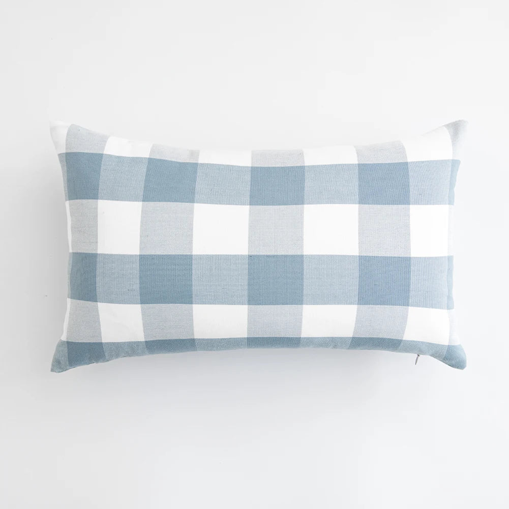 Sky Blue Check Cushion Cover