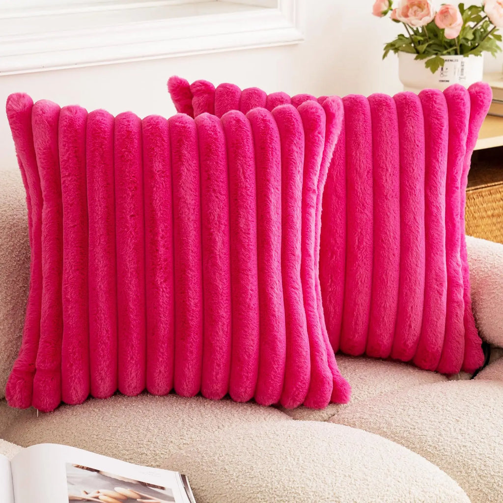 Ribbed Faux Fur Cushion Cover