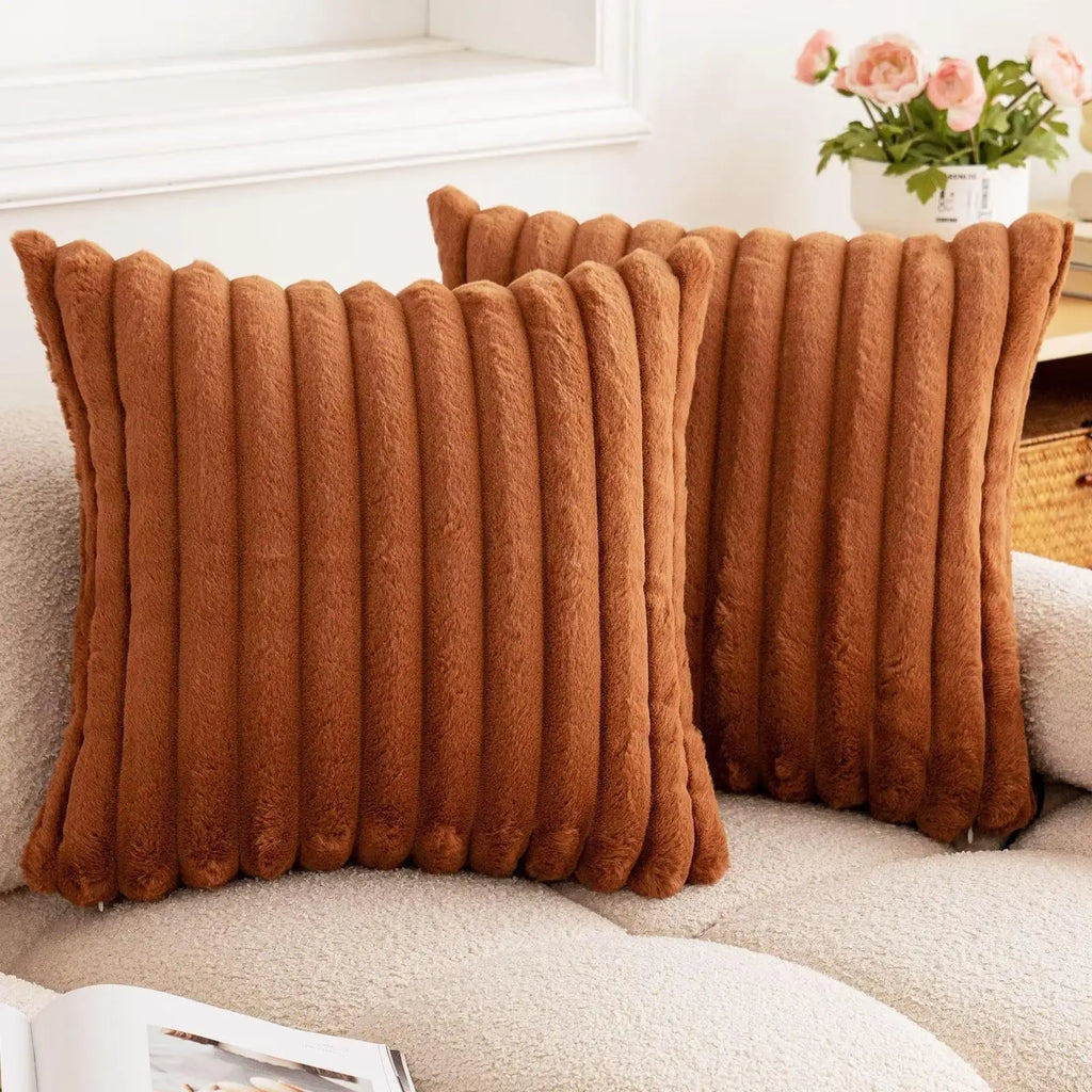 Ribbed Faux Fur Cushion Cover