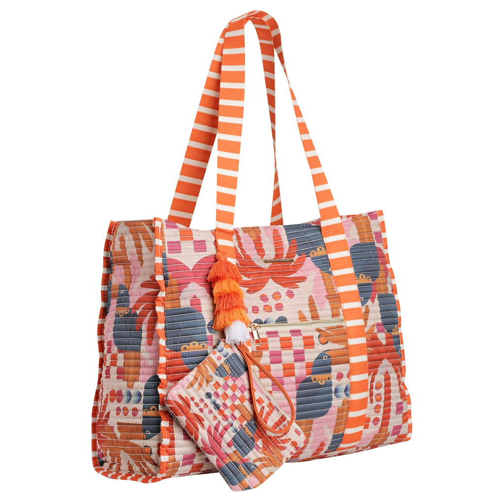 Bahamas Striped Beach Tote | Matching Pouch