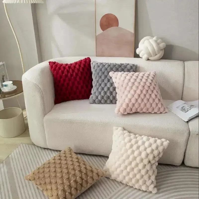 Grid Plush Cushion Cover