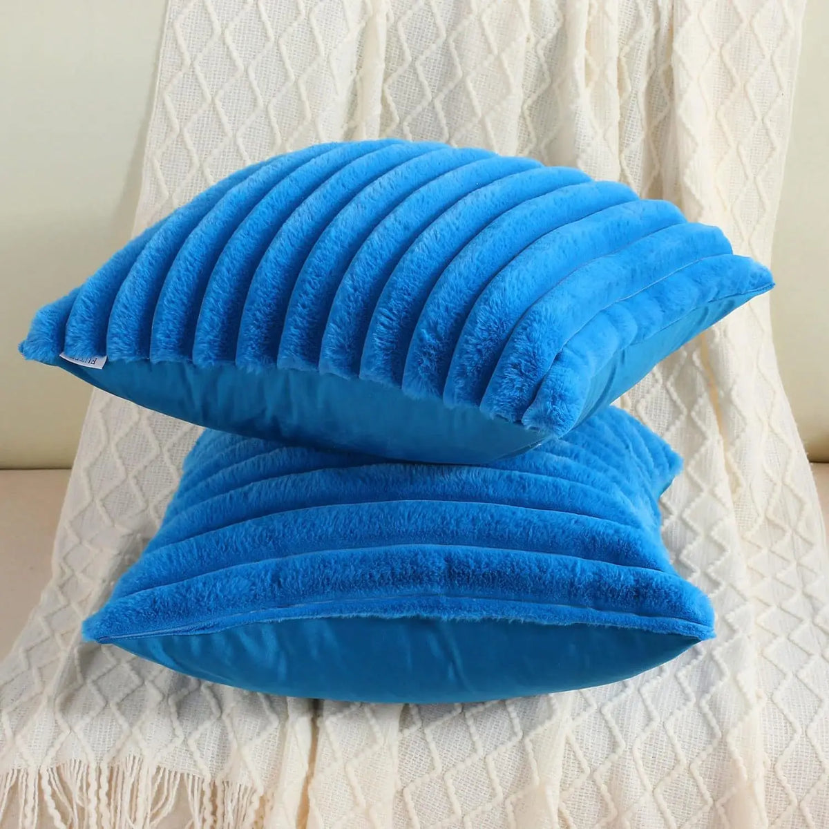 Ribbed Faux Fur Cushion Cover