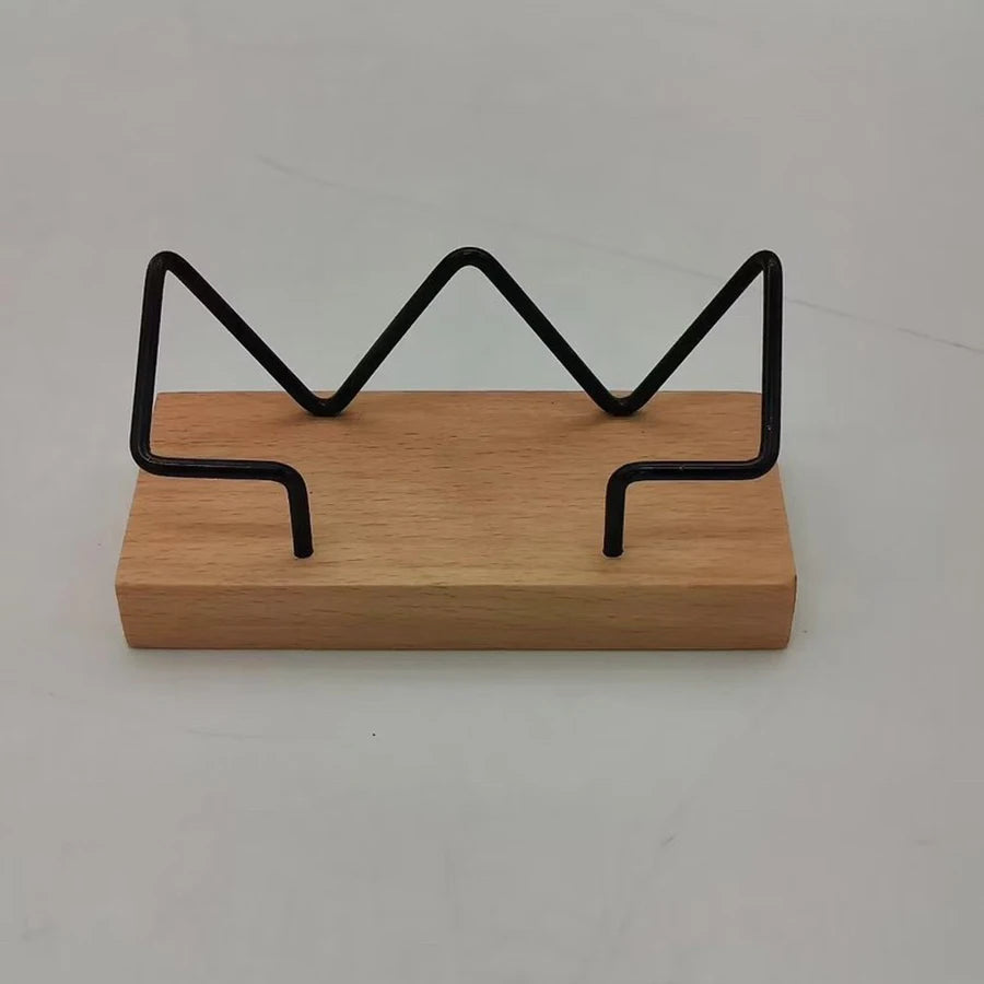 Timber & Gold-Tone Desktop Card Holder
