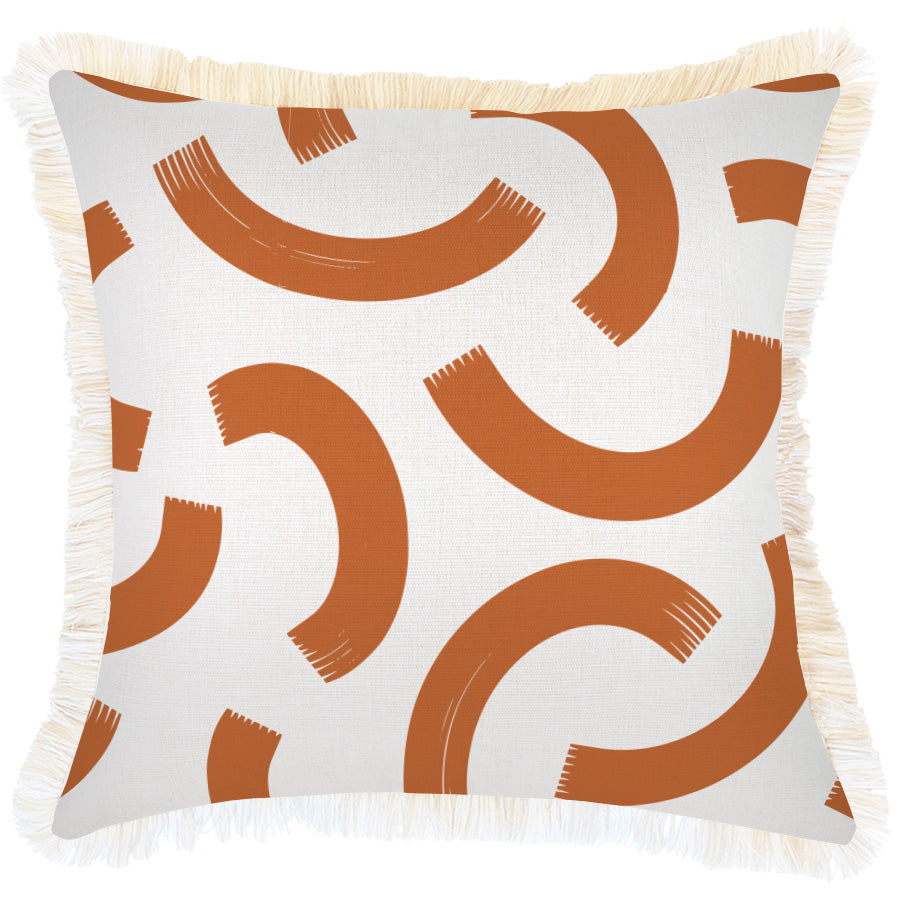 Muse Burnt Orange Fringed Cushion Cover | 45 × 45 cm