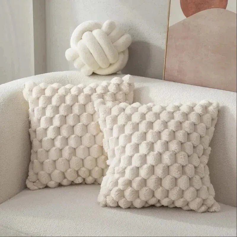 Grid Plush Cushion Cover