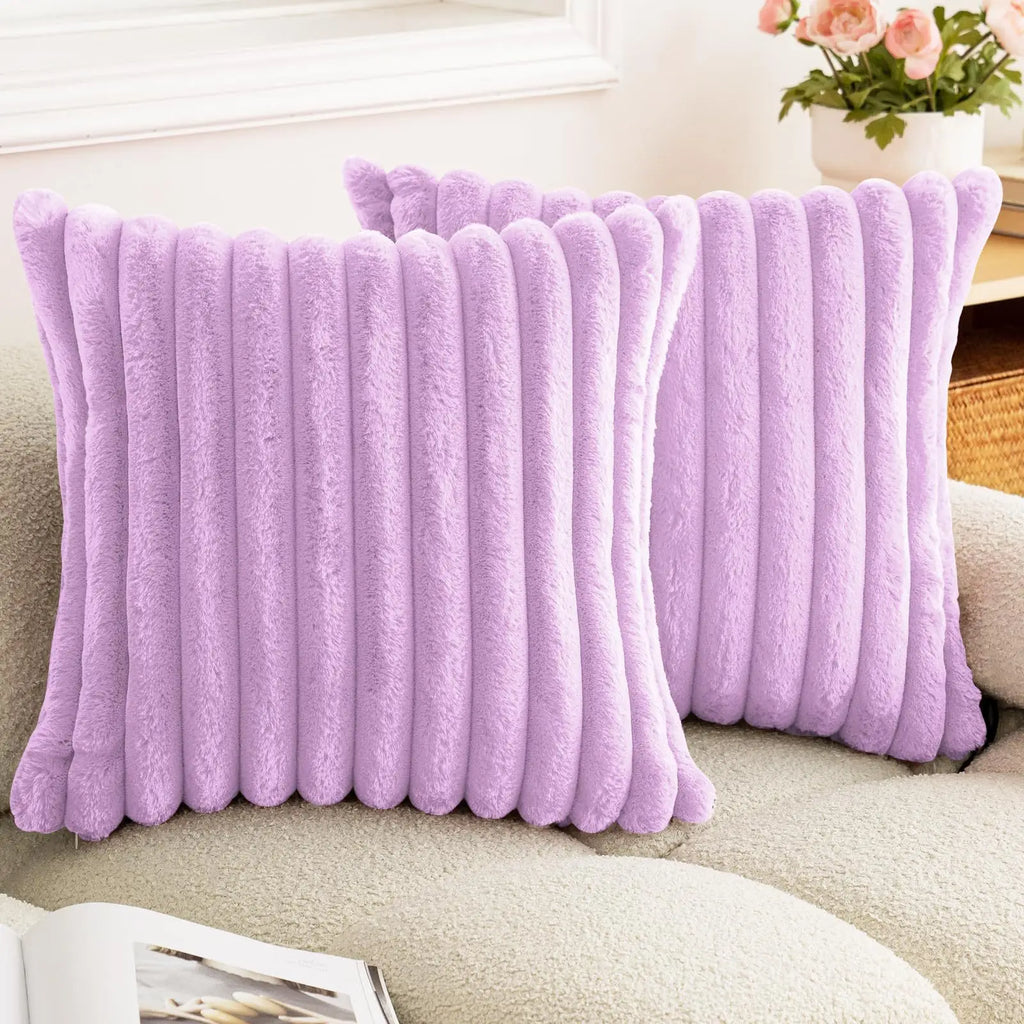 Ribbed Faux Fur Cushion Cover