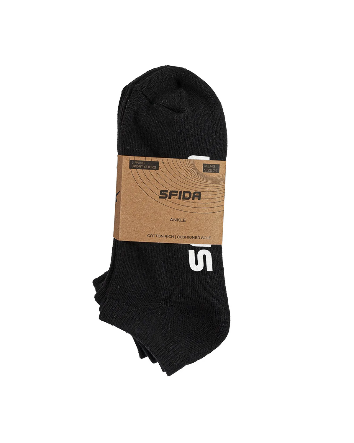 Sfida Women’s Cotton-Rich Sports Socks | 3 Pairs, Black