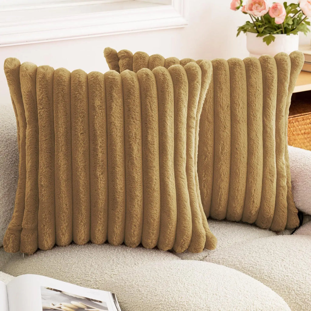 Ribbed Faux Fur Cushion Cover